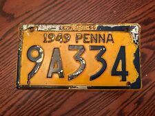 1949 Pennsylvania License Plate 9A33A Penna Authentic Metal picture