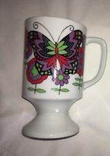 Vintage 60/70’s Japan White Pedestal Coffee Cup/Mug Psychedelic Butterfly picture
