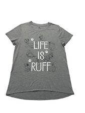Disney Parks Disney Dogs Life Is Ruff Women’s Grey T-shirt Size Large Pluto Lady picture