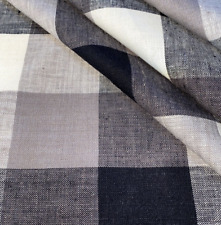Checkered Black And White Linen  Fabric By The Yard picture