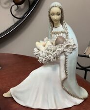 Vintage Madonna Mary and Baby Jesus Figurine 9” w/lace picture