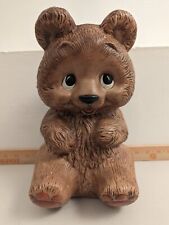 Vintage Brown Teddy Bear Ceramic Coin Bank 11.5” Hand Painted Bear Adorable picture