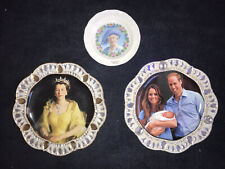 Lot Of 3 Royal Family Plates W/Queen Elizabeth II heirloom porcelain  jewel picture
