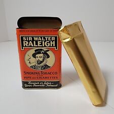 Vintage EMPTY Sir Walter Raleigh Smoking Tobacco Tin with Original Foil Sleeve picture