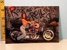 1990's Pinup Cheesecake Risque Postcard: Hot Rock & Roll Girl on Harley picture