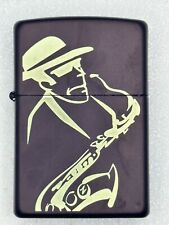 2016 Jazz Blues Saxophone Player Navy Blue Matte Zippo Lighter NEW picture