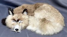 Vintage Genuine Soft Rabbit Fur Realistic Sleeping Fox Curled Up Tan 12”x9” picture