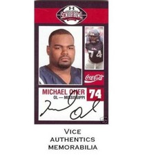 2009 Michael Oher Senior Sr Bowl Rookie Rc Card Ole Miss Rebels The Blind Side picture
