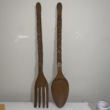 Vintage Hand Carved Unique Fork & Spoon Wall Decor picture