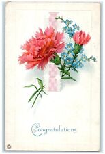 1921 Congratulation Pansies Flowers Embossed Densmore Kansas KS DPO Postcard picture