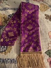 Beautiful Two Tone purple Brocade clergy stole Jerusalem Cross Metallic Gold picture