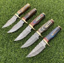 LOT OF 10 CUSTOM HAND FORGED DAMASCUS STEEL HUNTING SKINNER EDC KNIFE W/Sheaths picture