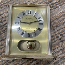 Vintage Bulova Quartz Gold Case Mantle or Desk Clock   picture