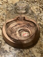 Solid OAK Woodenware Vermillion Wood Cloche Made In Missouri~Cheese Engraving picture