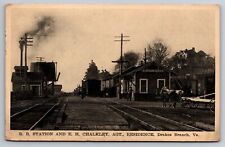 Railroad Depot Station Drakes Branch Virginia Chalkley Residence c1915 Postcard picture