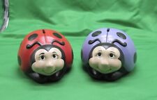 2 Adorable Lady Bug Banks Studio Made Mayco Ceramics Preowned Red And Purple picture
