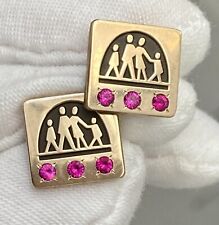 10k Yellow Gold Filled Ruby Gemstone Award Pin 3.68g X2 Vintage Signed 1/10k picture