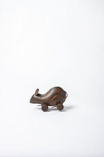 De Kulture Handcrafted Reclaimed Iron Vintage Black Rat on Wheel Figurine picture
