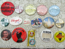 Lot 17 Vintage Assorted Pins Pinback Buttons John Wayne Madonna Political Avis picture