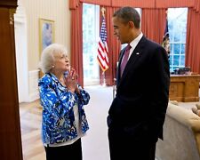 PRESIDENT BARACK OBAMA WITH BETTY WHITE - 8X10 PHOTO (AB-452) picture