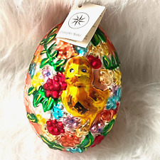 Christopher Radko EASTER EGG 3D CHICK Glass Christmas Ornament Pink with Tag picture
