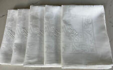 Vintage Large White Linen Damask Napkins Lot of 5 Monogram 'R'  28