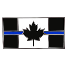 CL2-13 Canada Thin Blue Line Flag Cloisonne' hard enamel large 1.75 inch Royal C picture