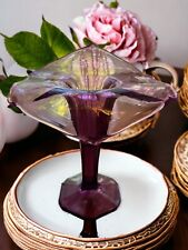 Elegant Jack in the Pulpit Purple Hand Blown Glass Amethyst Vase Vintage picture