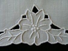 PRISTINE Vtg MADEIRA Linen Guest Towel Whitework Hand Embroidered Cutwork UNUSED picture