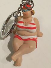 WOMAN IN VINTAGE BATHING SUIT MINIATURE FIGURINE KEYCHAIN - 6 STYLES TO CHOOSE picture