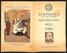 Simpson's In-The-Strand Grand Divan Tavern Restaurant Menu 6/30 1962 Scarce picture