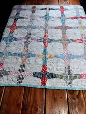 Vintage Handmade Baby Quilt Snowball 4 Point Quilt picture