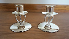 THINGS REMEMBERED SWAROVSKI CHRYSTAL CANDLE HOLDERS SILVER PLATED NEW picture