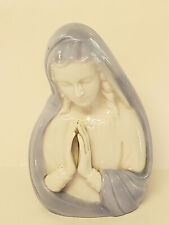 Vintage Napco Planter Figurine Madonna Virgin Mary Head Vase Blue White Label picture
