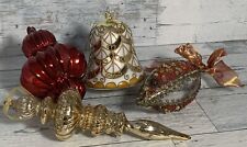 Vintage Christmas ornaments Red & Gold Asst. Lot Of 4 & 1-Waterford Box picture