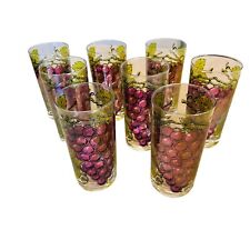 vtg George Briard grapes & vines Highball glasses set / 8 mcm retro barware RARE picture