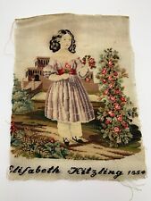 Antique Victorian Fine Needlepoint Embroidery Sampler Young Girl Rose Bush 1854 picture