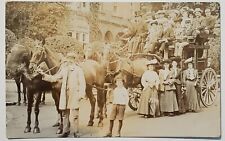 RPPC Horse Drawn Stage Coach Lovey Ladies Large Crowd Of Victorians Postcard O27 picture