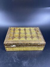 Vintage Italian Florentine Gold Green Wood Box Italy Jewelry Trinket picture