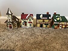 VTG Noma Dickensville Christmas Village 4 Piece Set Collectables Bakery Church picture