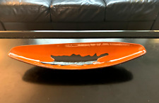 Chalvignac MCM Footed Orange Black Lava Drip Pottery Dish 25