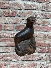 Vintage Large Sea Lion Carved Sculpture Statue Ironwood 11” By Unknown Artist picture