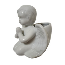 Cherub Angel Planter Window Pot Praying Child White Ceramic Make-up Brush Holder picture