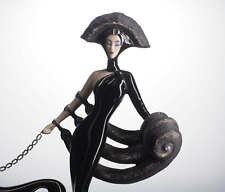 Art Deco Lady with dog, House of Erte, Symphony in Black porcelain figurine picture