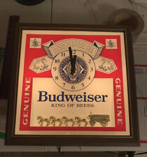 Vintage Budweiser Beer Bar Clock Gold Clydesdales 13.5