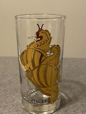 Vintage Glass Pisces Astrology Horoscope Zodiac Sign Gold Accents picture