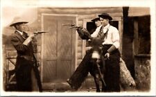 RPPC Cowboy Studio Prop Shoot Out Donkey c1910s Cosplay photo postcard JQ3 picture