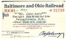 PASS Baltimore & Ohio Railroad  1936  Mr. John Leva picture