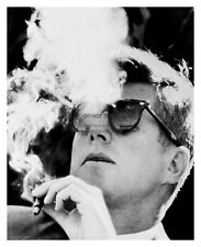 PRESIDENT JOHN F. KENNEDY JFK SMOKING CIGAR 8X10 PHOTO REPRINT picture