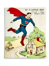 MEGA RARE vtg 1940's Superman Diecut Get Well Greeting Card L@@K picture